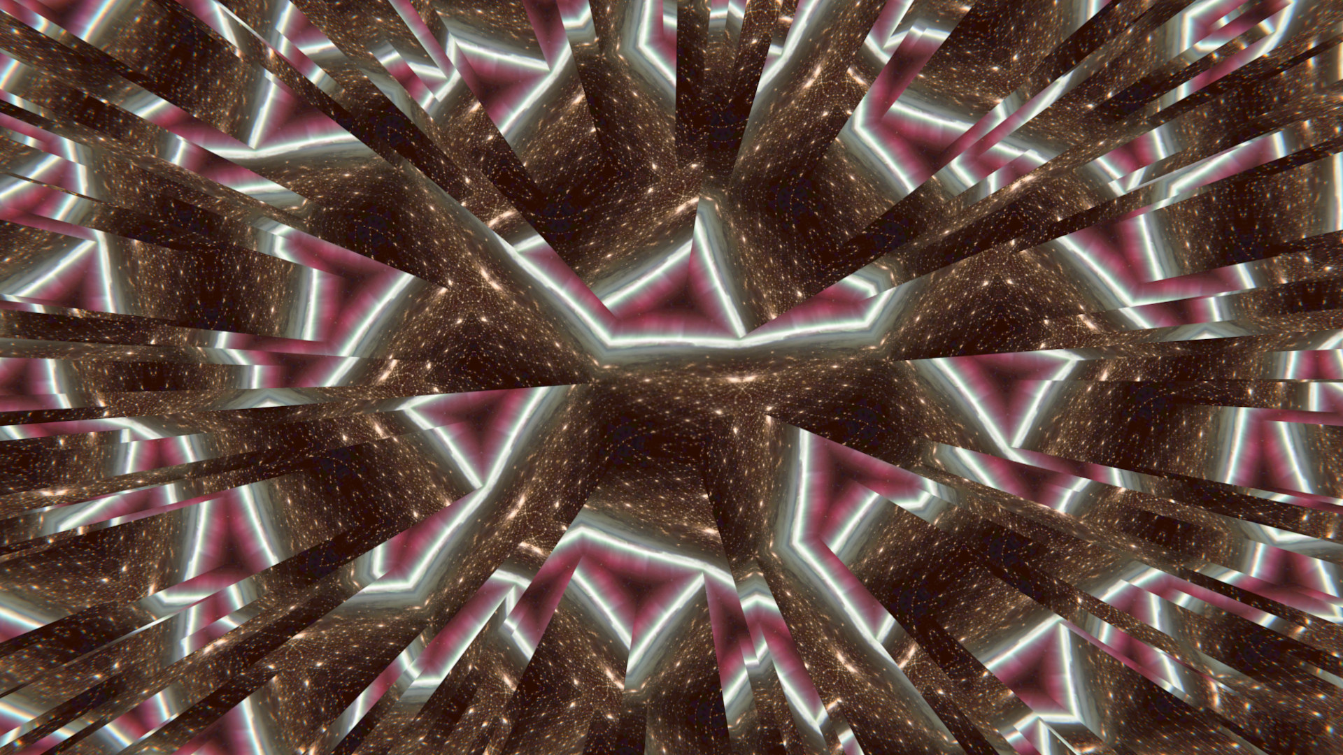 Hall of mirrors effect from a seven sided kaleidoscope